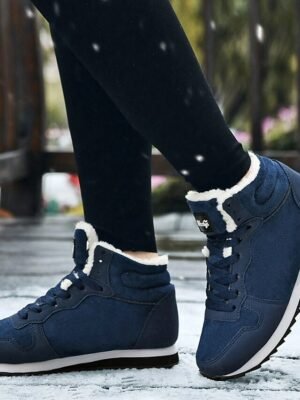 Casual Round Toe Faux Suede Lace-Up Winter Sneakers - Image 10