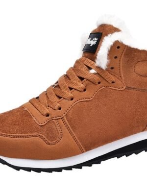 Casual Round Toe Faux Suede Lace-Up Winter Sneakers - Image 22