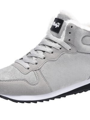 Casual Round Toe Faux Suede Lace-Up Winter Sneakers - Image 5