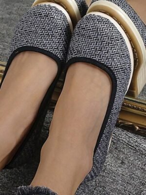 Casual Slip-On Beige Woven Platform Wedge Shoes - Image 23