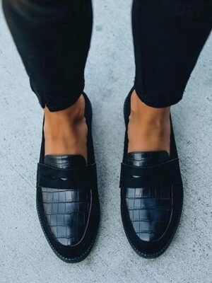 Casual Slip-On Crocodile Pattern Loafers - Image 3