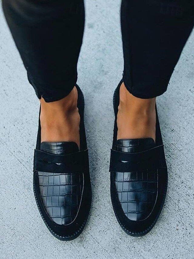 Casual Slip-On Crocodile Pattern Loafers - Image 3