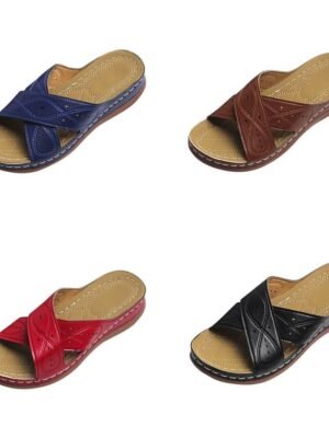 Casual Slip-On Cut-Out Wedge Sandals - Image 3