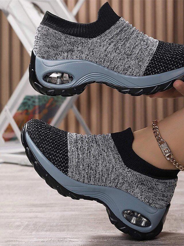 Casual Slip-On Knitted Round Toe Breathable Trainers - Image 1