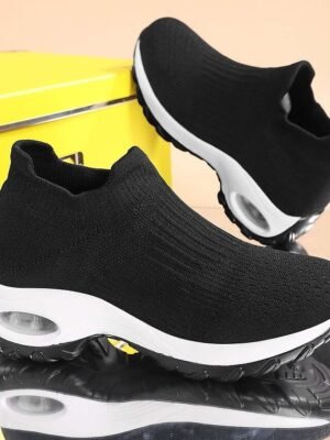 Casual Slip-On Knitted Round Toe Breathable Trainers - Image 15