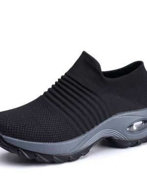 Casual Slip-On Knitted Round Toe Breathable Trainers - Image 17