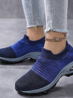 Casual Slip-On Knitted Round Toe Breathable Trainers - Image 18
