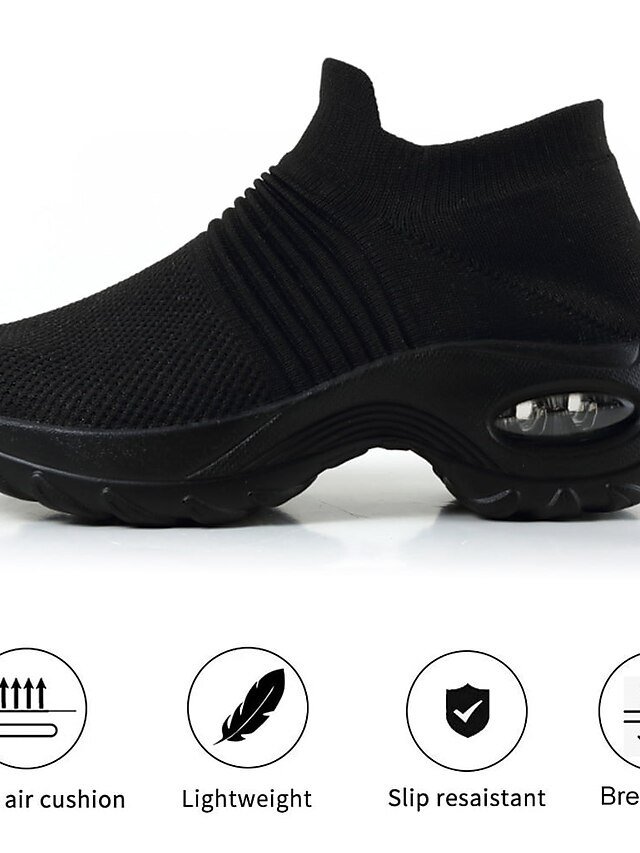 Casual Slip-On Knitted Round Toe Breathable Trainers - Image 2