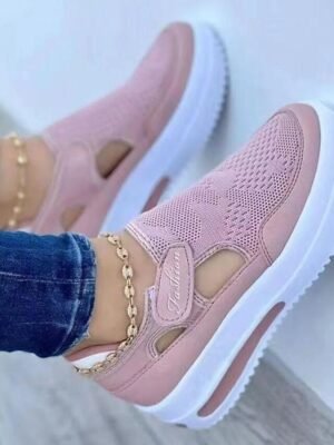 Casual Slip-On Mesh Wedge Blue Pink Sneakers - Image 3