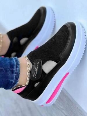 Casual Slip-On Mesh Wedge Blue Pink Sneakers - Image 5