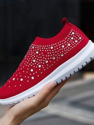 Casual Slip-On Rainbow Pattern Knit Sneakers - Image 15