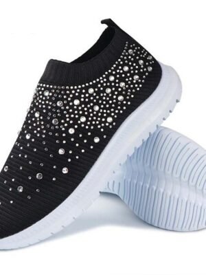 Casual Slip-On Rainbow Pattern Knit Sneakers - Image 4