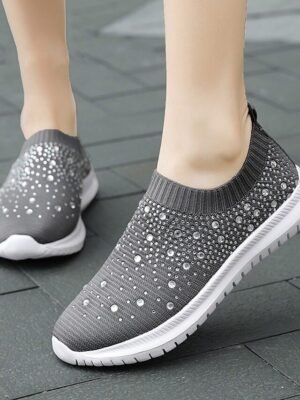 Casual Slip-On Rainbow Pattern Knit Sneakers - Image 8