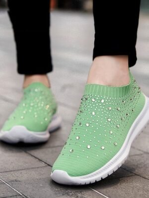Casual Slip-On Rainbow Pattern Knit Sneakers - Image 9
