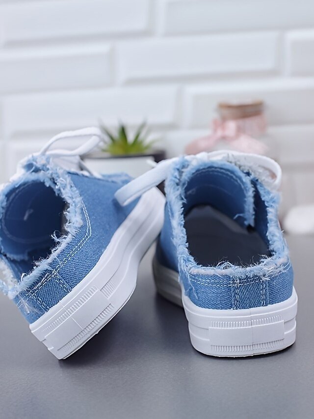 Casual Slip-On Raw Edge Canvas Backless Sneakers - Image 8