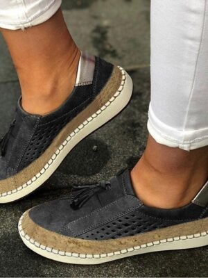 Casual Slip-On Red Tassel Mesh Sneakers - Image 2