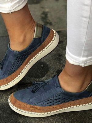 Casual Slip-On Red Tassel Mesh Sneakers - Image 3