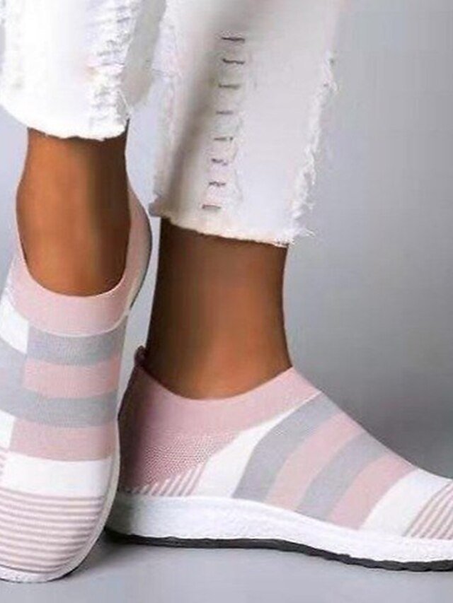 Casual Slip-On Striped Round Sneakers - Image 1