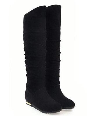 Casual Slouchy Faux Suede Knee-High Boots - Image 2