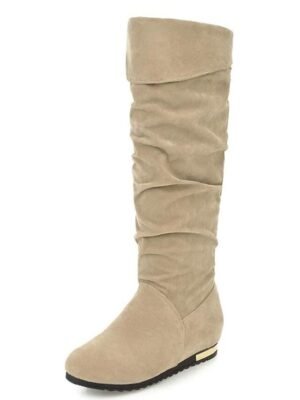 Casual Slouchy Faux Suede Knee-High Boots - Image 6