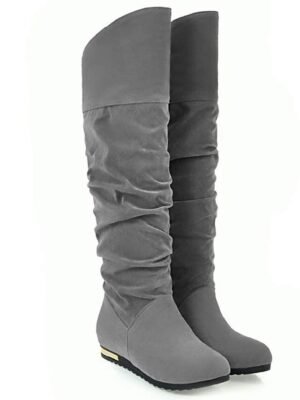 Casual Slouchy Faux Suede Knee-High Boots - Image 8