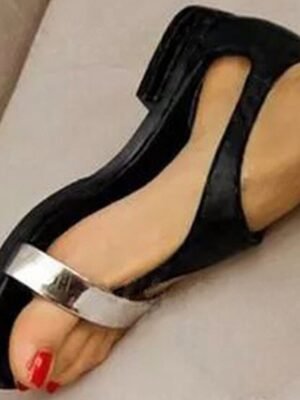 Casual Summer Black Silver Sandals - Image 2