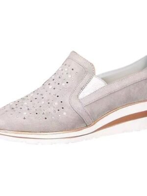 Casual Wedge Rhinestone Slip-On Sneakers - Image 5