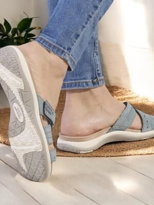 Casual White Adjustable Strap Comfortable Sole Slide Sandals - Image 6