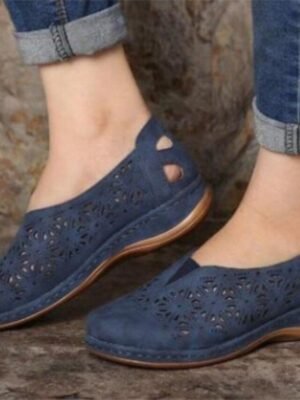 Casual Wide Fit Floral Cutout Slip-On Flats - Image 1