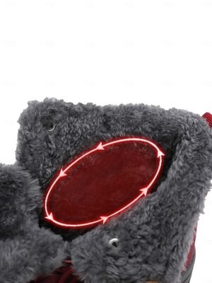 Chic Ankle Red Lace-Up Faux Fur Lined Snow Boots - Image 12
