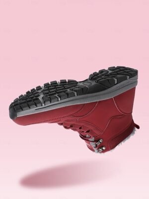Chic Ankle Red Lace-Up Faux Fur Lined Snow Boots - Image 7