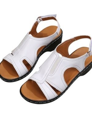 Chic Brown Cut-Out Slingback Wedge Sandals - Image 10