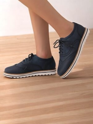 Chic Fit Pink Suede Brogue Oxford Shoes - Image 10