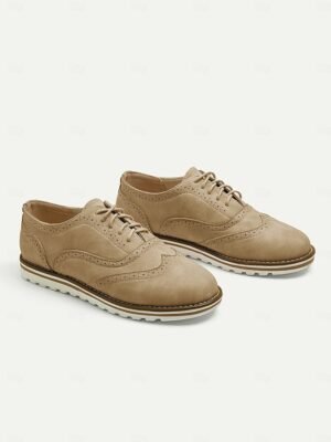 Chic Fit Pink Suede Brogue Oxford Shoes - Image 14