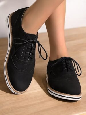 Chic Fit Pink Suede Brogue Oxford Shoes - Image 8