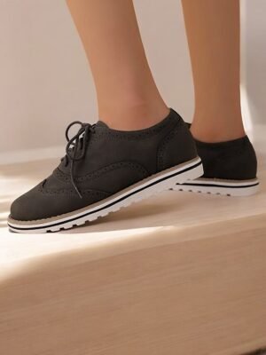 Chic Fit Pink Suede Brogue Oxford Shoes - Image 9