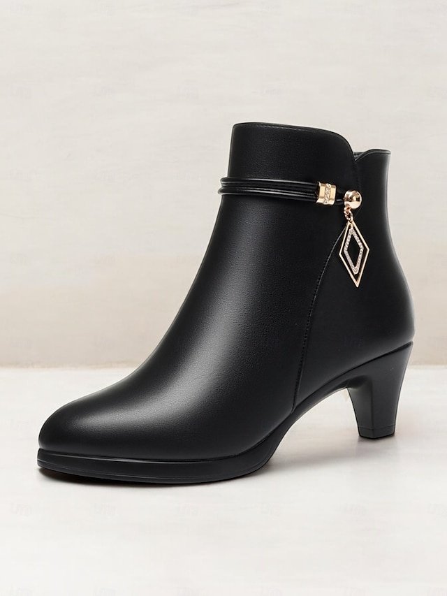 Chic Fur Lined Gold Accent Ankle Boots - Image 2