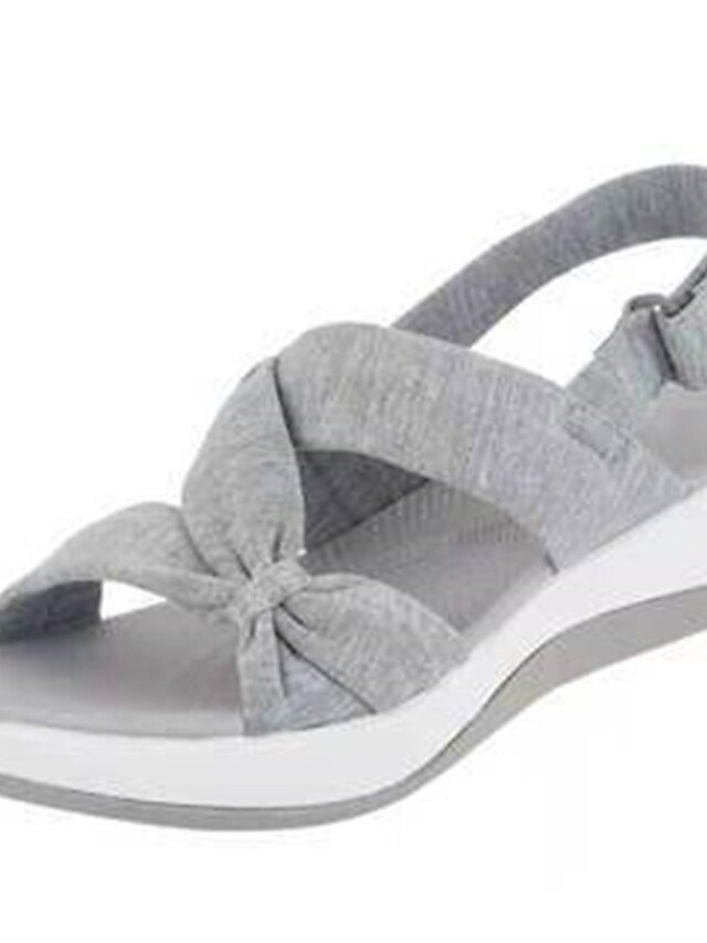 Chic Gray Knotted Slingback Cushioned Platform Sandals - Image 1