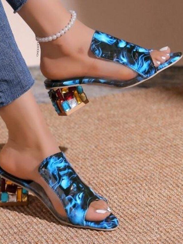 Chic Slip-On White Croc-Embossed Open-Toe Block Heel Sandals - Image 10