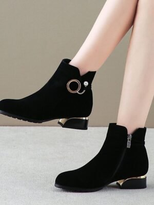 Chic Suede Block Heel Ankle Boots - Image 1