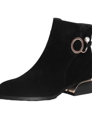 Chic Suede Block Heel Ankle Boots - Image 3