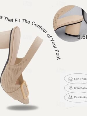 Classic Comfort Block Heel Knit Pointed Toe Loafer - Image 5