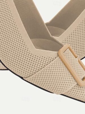 Classic Comfort Block Heel Knit Pointed Toe Loafer - Image 8