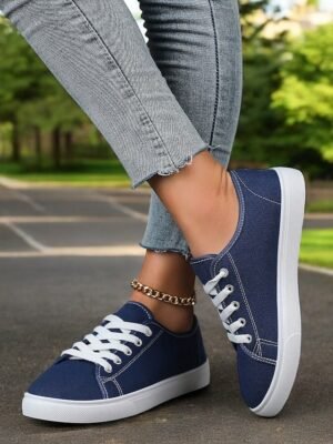 Classic Comfortable Canvas Lace-Up Round Toe Sneakers - Image 18