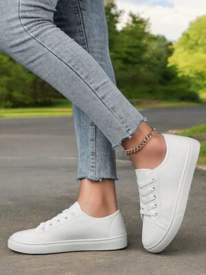 Classic Comfortable Canvas Lace-Up Round Toe Sneakers - Image 20