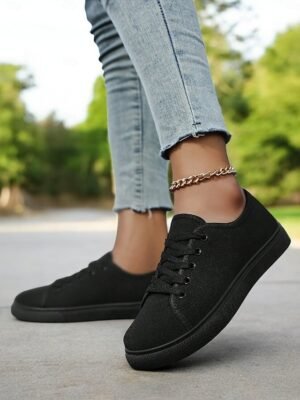 Classic Comfortable Canvas Lace-Up Round Toe Sneakers - Image 21