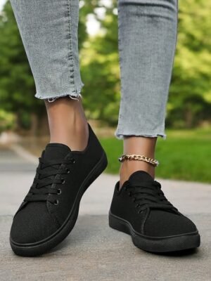Classic Comfortable Canvas Lace-Up Round Toe Sneakers - Image 22
