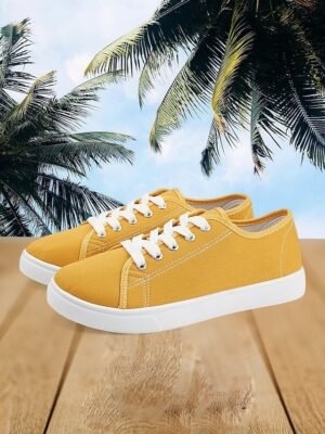 Classic Comfortable Canvas Lace-Up Round Toe Sneakers - Image 5