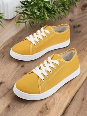 Classic Comfortable Canvas Lace-Up Round Toe Sneakers - Image 7