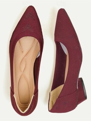 Classic Plus Size Leopard Pointed Toe Sculptural Heel Knit Loafers - Image 12